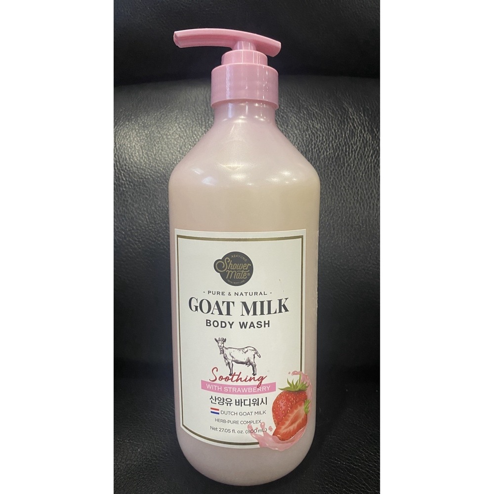 SHOWER MATE KOREAN STRAWBERRY Premium Dutch Goat Milk Body Wash -SOOTHING! -NEW!